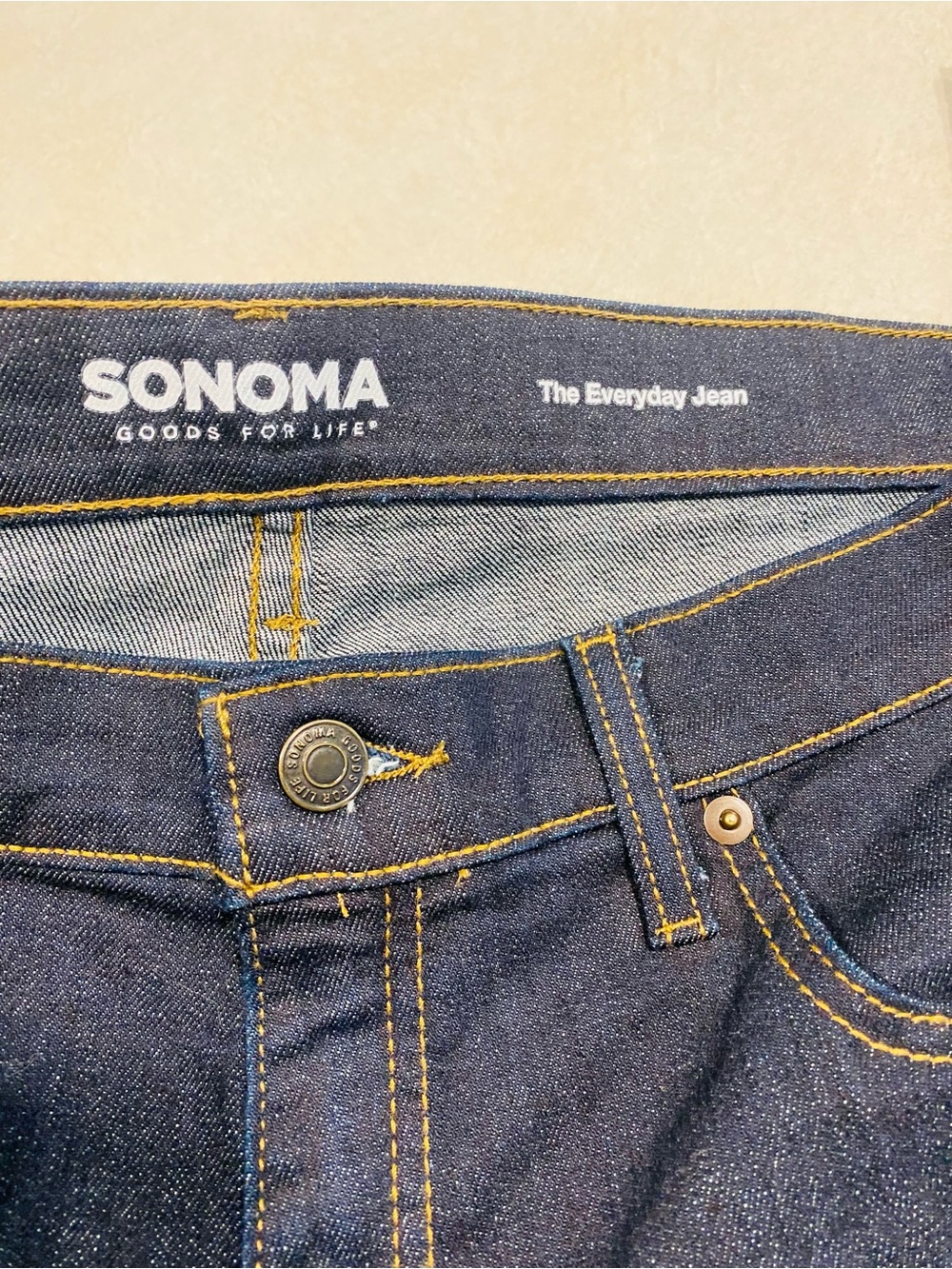 SONOMA Dark Indigo Slim Men’s Jeans with Contrast Yellow Stitching